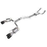 AWE Touring Edition cat-back exhaust system with quad 4.5-inch diamond black tips for Audi C8 S6 and S7.