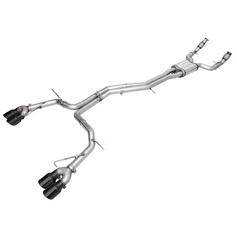 AWE Tuning Track Edition exhaust system with quad 4.5 inch slash-cut diamond black tips for Audi S6 and S7.