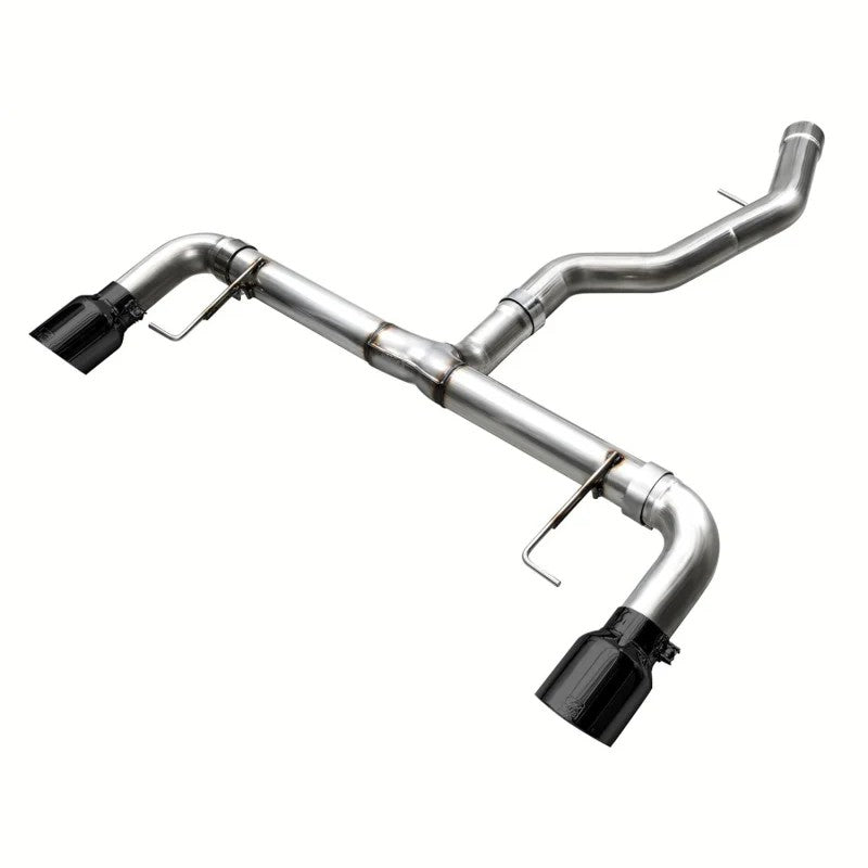AWE Tuning Track Edition axle-back exhaust system with 3-inch T304L stainless steel piping and diamond black tips.