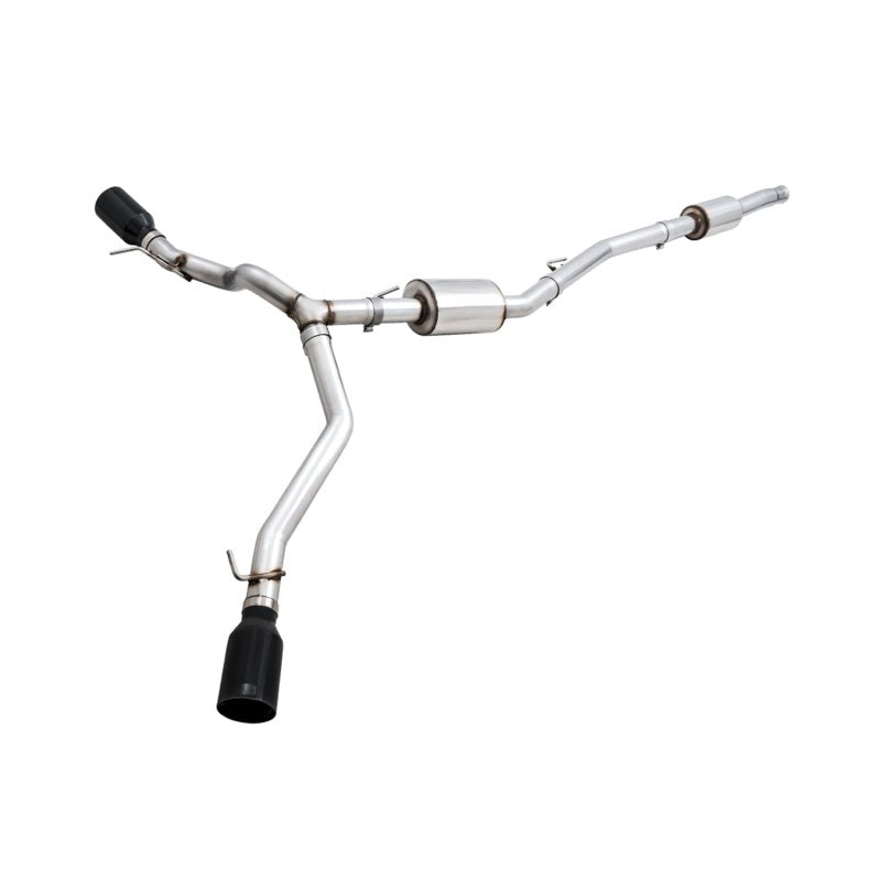 AWE Tread Edition cat-back exhaust system with dual 5-inch Diamond Black tips for Jeep Gladiator JT.