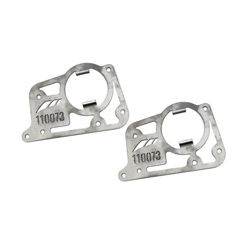 A pair of AWE Tuning CNC laser-cut T304 stainless steel AFM valve simulator plates for Chevrolet 6.2L engines.