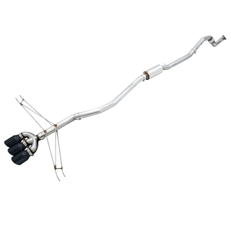 AWE Track Edition cat-back exhaust system for 2017-2020 Honda Civic Si featuring triple Diamond Black tips