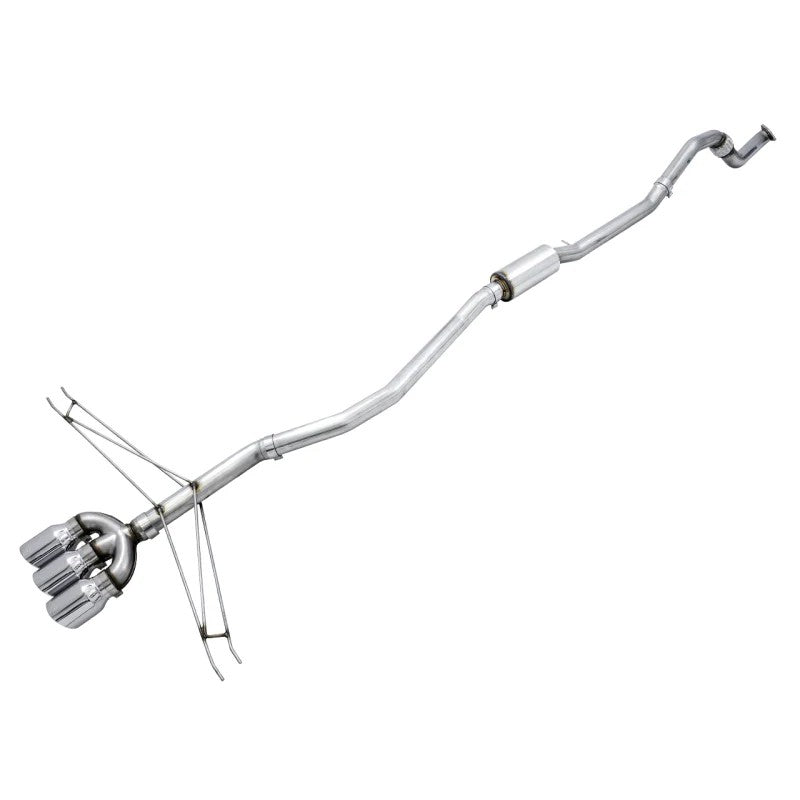 AWE Track Edition exhaust system for 2017-2020 Honda Civic Si with triple 4.5-inch chrome silver slash-cut tips