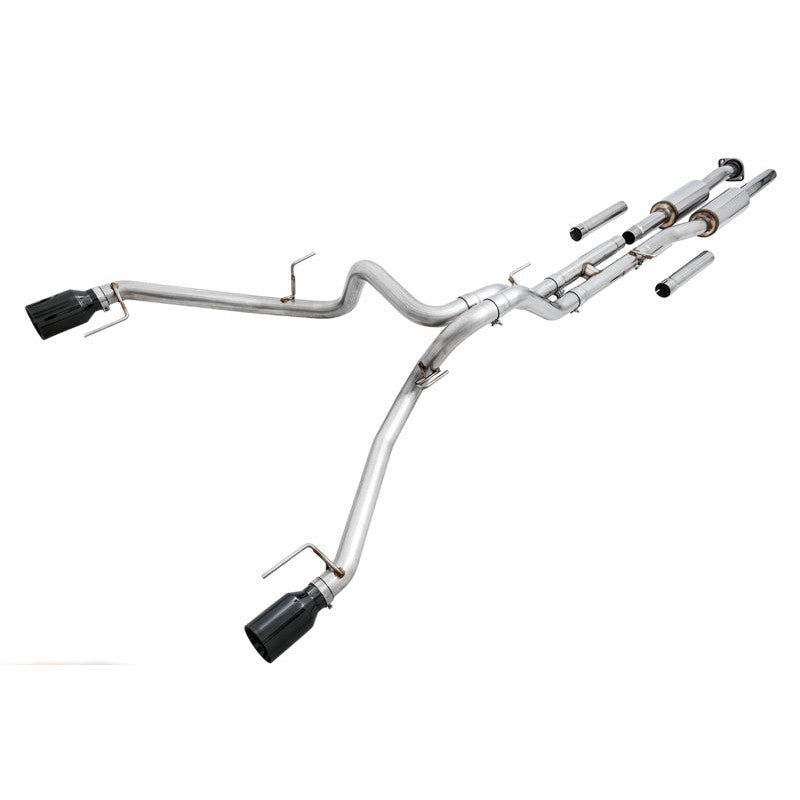 AWE 0FG cat-back exhaust system with 3-inch stainless steel piping and dual 5-inch Diamond Black double-walled tips