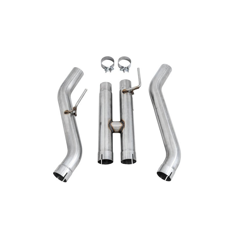 AWE 2FG performance H-pipe and 3-inch over-axle tubes in T304L stainless steel for 2017-2020 Ford F-150 Raptor.