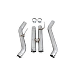 AWE 2FG performance H-pipe and 3-inch over-axle tubes in T304L stainless steel for 2017-2020 Ford F-150 Raptor.