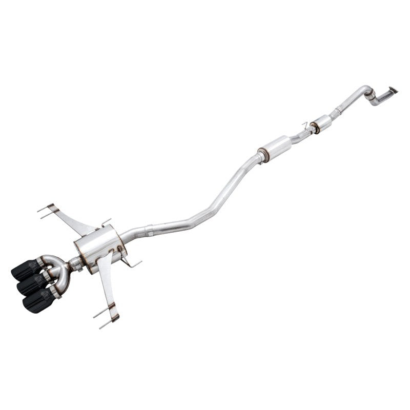 AWE Tuning Touring Edition exhaust system with triple 4.5-inch diamond black slash-cut tips for FK8 Civic Type R