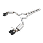AWE Tuning Touring Edition cat-back exhaust with quad 4-inch diamond black tips and H-pipe for S550 Ford Mustang GT