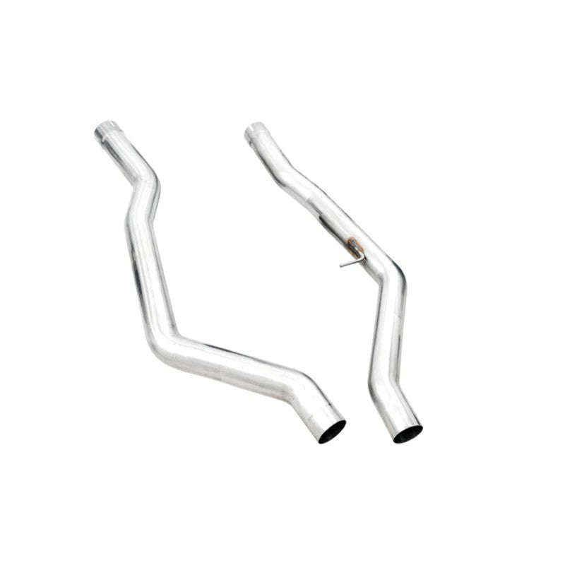 AWE non-resonated mid-pipe conversion sections for BMW G20 M340i and G22 M440i exhaust systems.