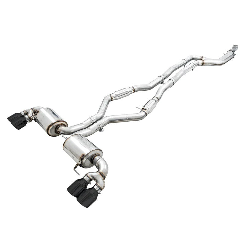 AWE Resonated Touring Edition Exhaust with Quad 102mm Diamond Black Tips for 2020-2026 BMW M340i and M440i
