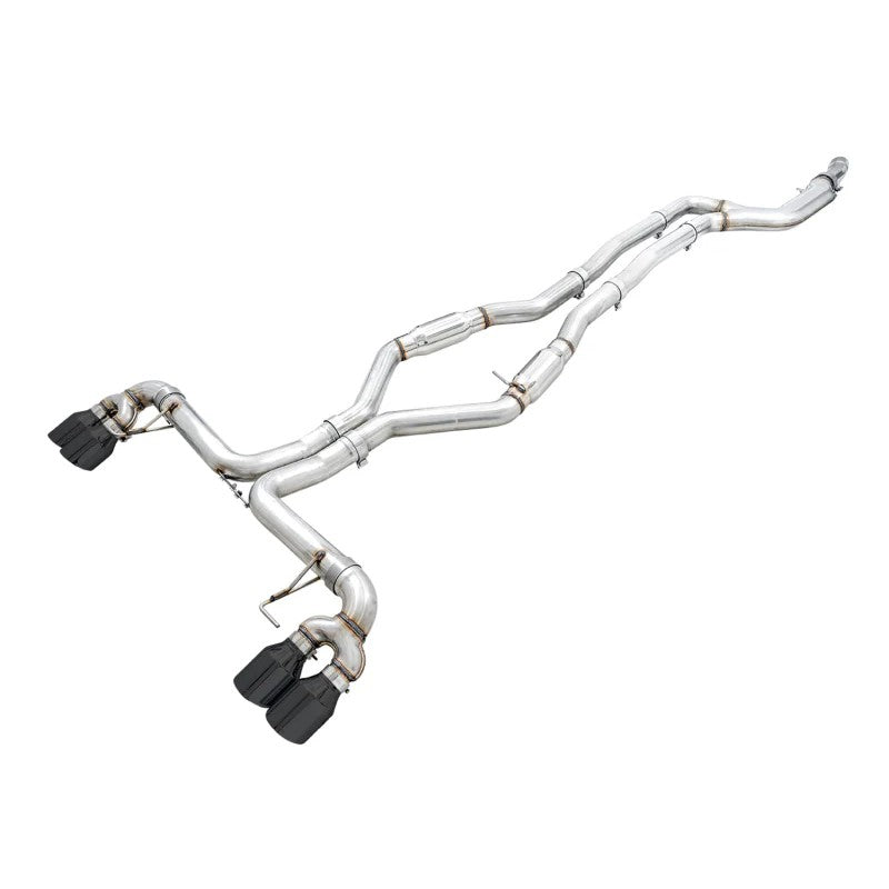 AWE Track Edition Exhaust system with 3-inch T304L stainless steel tubing and quad 102mm Diamond Black tips