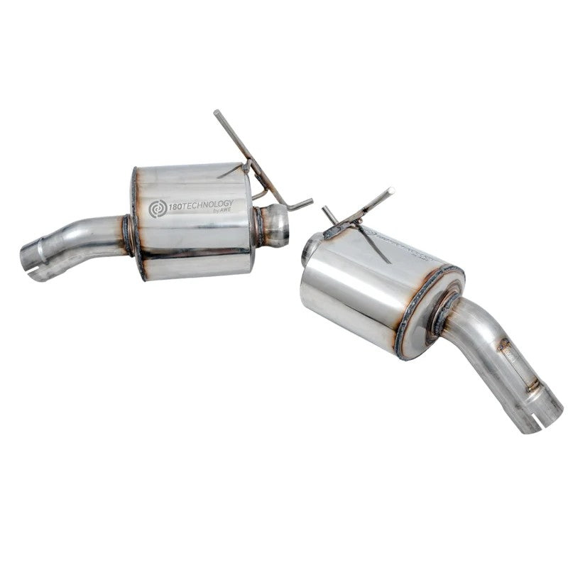 AWE T304L stainless steel 180 Technology resonators for 2020-2026 Corvette C8 Track-to-Touring conversion.