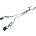 AWE Touring Edition catback exhaust system with quad 4.5-inch slash-cut diamond black tips and dual 3-inch piping