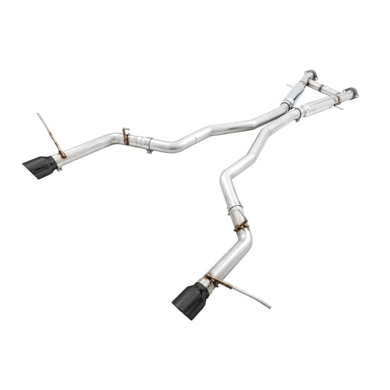 AWE Track Edition cat-back exhaust system with 3-inch mandrel-bent piping and 5-inch diamond black tips for Jeep SRT.
