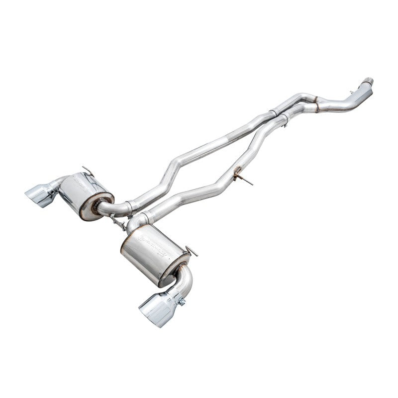 AWE Touring Edition non-resonated stainless steel exhaust system for Toyota GR Supra with 5-inch chrome silver tips.