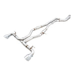 AWE Track Edition stainless steel exhaust system for Toyota GR Supra with 5-inch dual-walled chrome silver tips