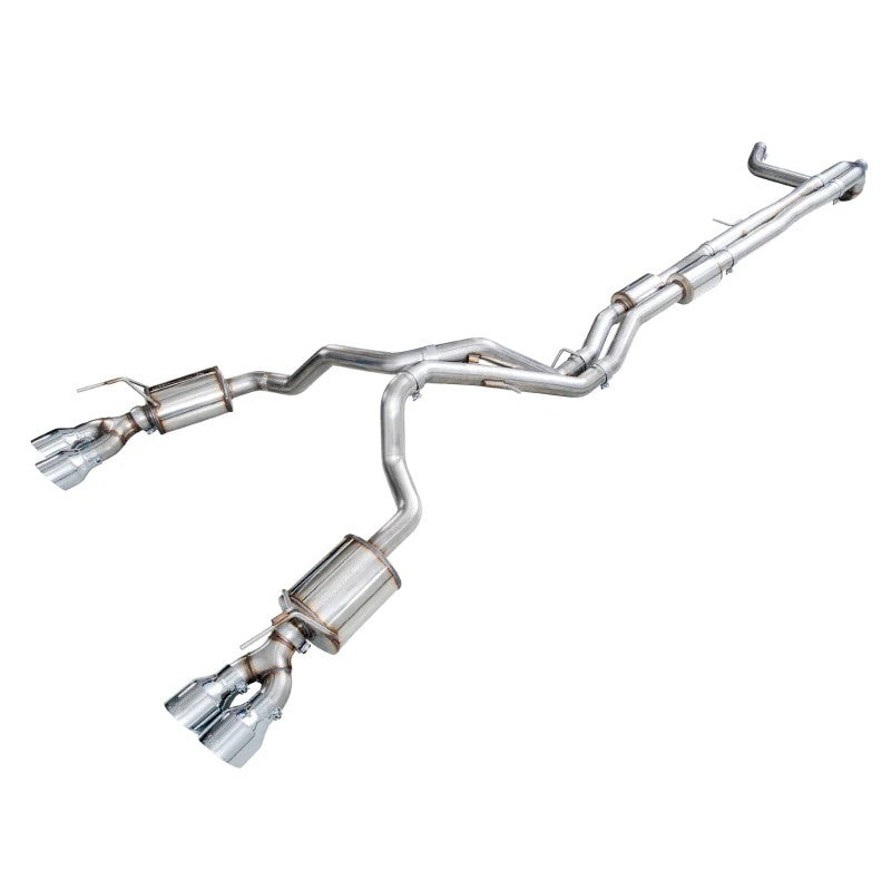 AWE 0FG dual exit exhaust system with 5-inch chrome silver tips for Cadillac Escalade ESV 6.2L