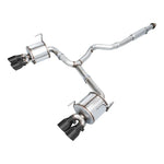 AWE Tuning Touring Edition cat-back exhaust with 3-inch stainless piping and quad 4-inch diamond black slash-cut tips.