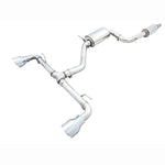 AWE Touring Edition exhaust system for MK8 GTI featuring 3-inch T304L stainless piping and 5-inch chrome silver tips.
