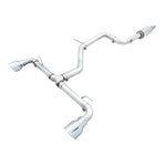 AWE Track Edition cat-back exhaust for VW GTI MK8 featuring 5-inch double-walled chrome silver slash-cut tips.