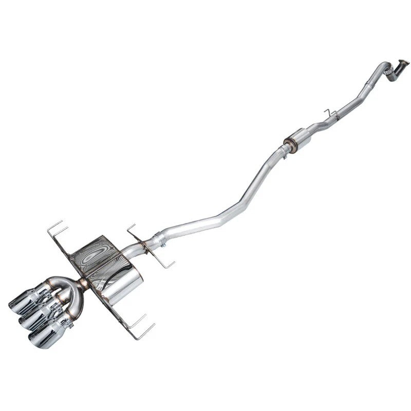 AWE Touring Edition cat-back exhaust for 2024-2026 Acura Integra Type S with triple 4.5-inch chrome silver tips.
