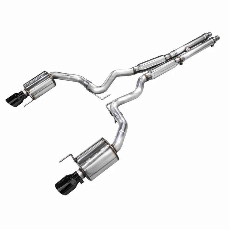 AWE Touring Edition catback exhaust system for S650 Mustang GT with T304L stainless steel and dual 4.5 inch black tips
