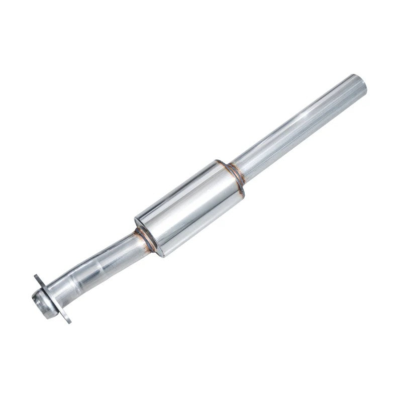 AWE Tuning 0FG resonated mid-pipe in T304L stainless steel for 2021-2025 Ford F-150 2.7L, 3.5L, and 5.0L engines.