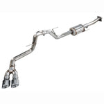 AWE 0FG 3-inch T304L stainless steel cat-back exhaust with dual 4.5-inch slash-cut chrome tips for Ford F-150.