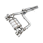 AWE SwitchPath valved dual 3-inch cat-back exhaust system with quad stainless steel BashGuards for Jeep Wrangler.