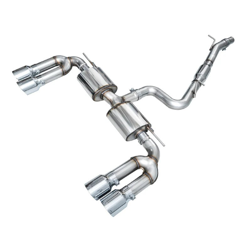 AWE Tuning Touring Edition exhaust system for Audi 8Y S3 featuring quad 4.5-inch chrome silver slash-cut tips
