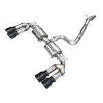AWE Touring Edition Exhaust for Audi 8Y S3 with T304L stainless piping and quad diamond black slash-cut tips.