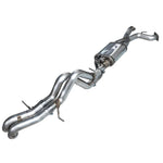 AWE SwitchPath 3-inch stainless steel cat-back exhaust with dual BashGuards for the 2022-2025 Ford Bronco Raptor.