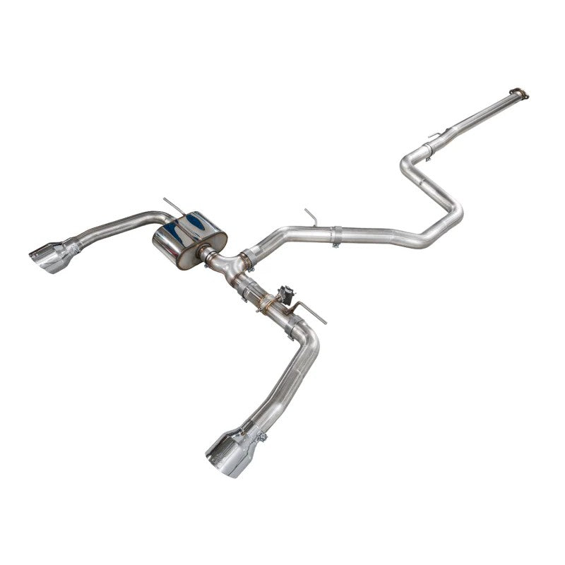 AWE SwitchPath cat-back exhaust with 5-inch double-walled slash-cut chrome silver tips for 2022-2026 Hyundai Elantra N.