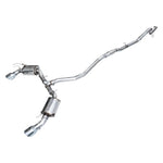 AWE Touring Edition Catback Exhaust featuring dual 5-inch slash-cut chrome silver tips and T304L stainless steel piping