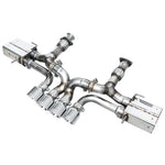 AWE SwitchPath valved exhaust system for C8 Corvette Z06 featuring T304L stainless piping and quad chrome silver tips