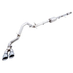 AWE 0FG dual side exit cat-back exhaust system with 5-inch chrome tips and 3-inch T304L stainless steel piping.
