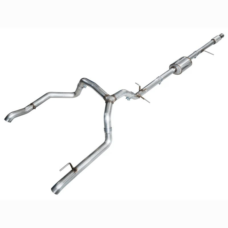 AWE Tuning 0FG 3-inch T304L stainless steel cat-back exhaust system for 2019-2026 GM 1500 5.3L trucks.