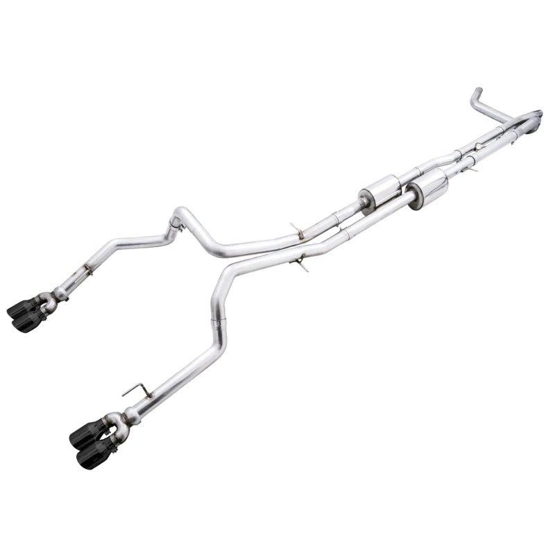 AWE 0FG Cat-Back Exhaust system with quad Diamond Black tips for 2019-2026 Silverado and Sierra 1500 6.2L