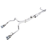 AWE 0FG Cat-Back exhaust system for GM 1500 with dual T304L piping and quad 4-inch slash-cut chrome tips.