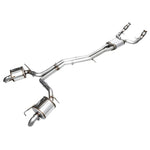 AWE Touring Edition dual 3-inch T304L stainless steel cat-back exhaust with slip-fit turn downs for Audi C8 A6 and A7.