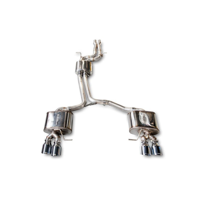 AWE Touring Edition exhaust for 2014-2017 Audi SQ5 featuring quad 102mm adjustable chrome silver tips and X-pipe.