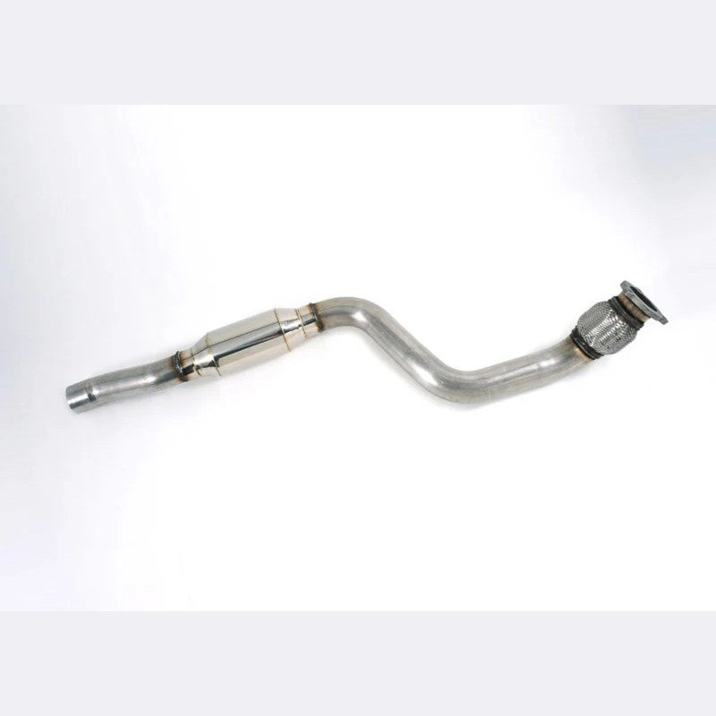 AWE Tuning T304L stainless steel resonated performance downpipe for Audi B8 2.0T models.