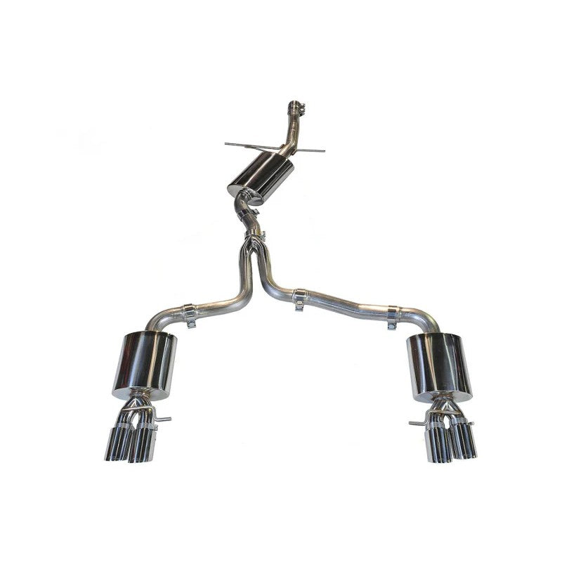 AWE Touring Edition quad-outlet exhaust with four 90mm polished silver slash-cut tips for 2009-2016 Audi A4.