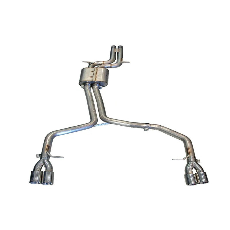 AWE Track Edition Exhaust for Audi B8/B8.5 S4 3.0T with 90mm Chrome Silver tips and T304L stainless steel construction.