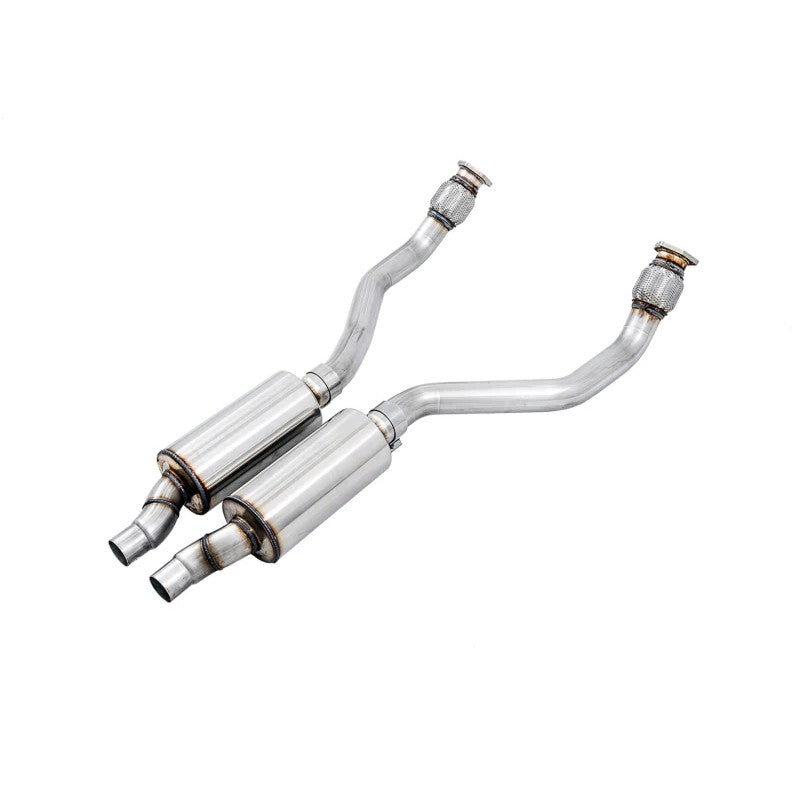 AWE T304L stainless steel resonated downpipes for 2010-2018 Audi S4, S5, A6, and A7 3.0T.
