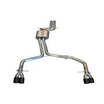 AWE Track Edition exhaust system for Audi S5 4.2L with 90mm Diamond Black slash-cut tips and engraved logos.