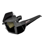 AWE AirGate carbon fiber air intake system with a removable top lid and conical S-FLO air filter for Audi S4 and S5.