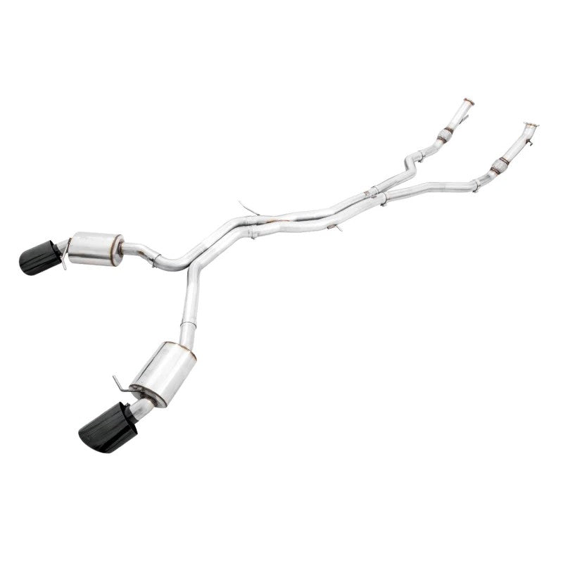 AWE Tuning Touring Edition cat-back exhaust with 180mm Diamond Black oval tips for 2018-2019 Audi RS5.