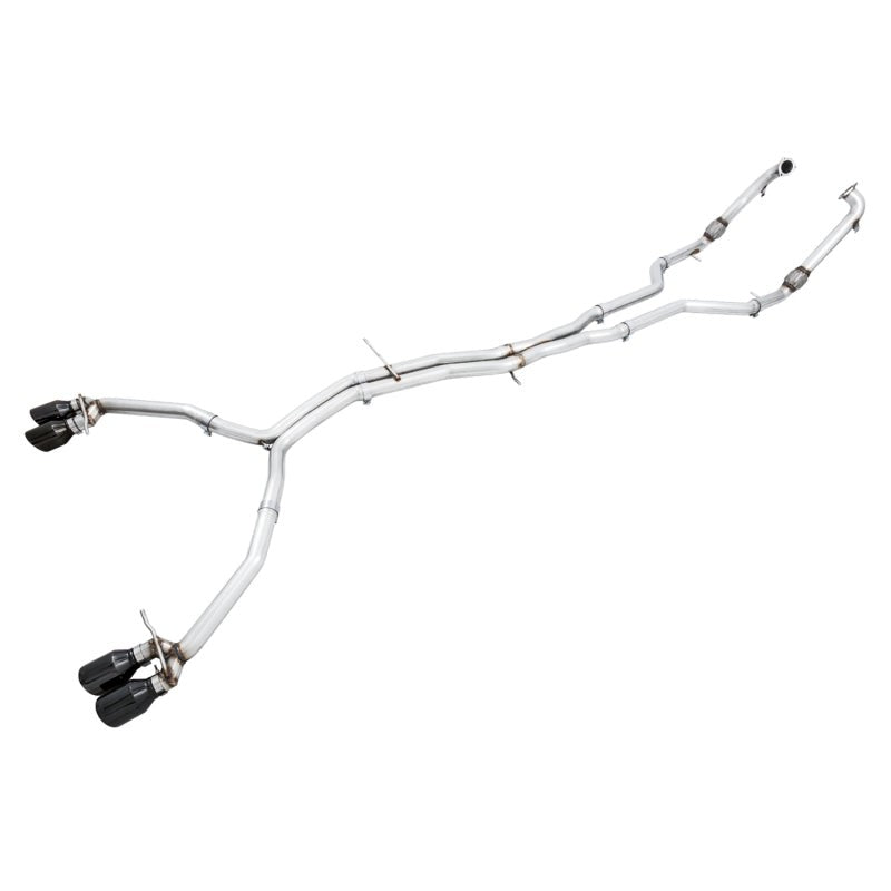 AWE Track Edition non-resonated exhaust system with quad 102mm Diamond Black tips for 2018-2025 Audi S4.