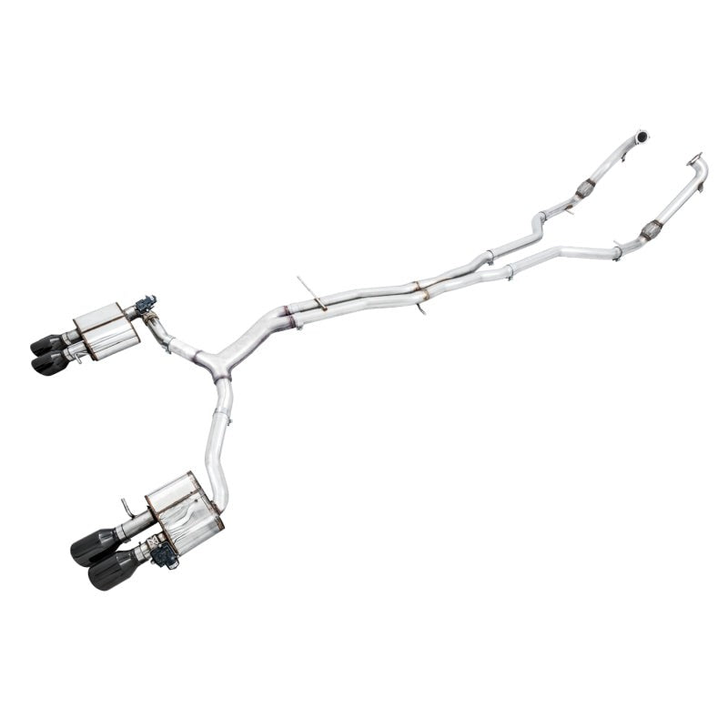 AWE SwitchPath non-resonated stainless steel exhaust system with 102mm Diamond Black tips for Audi S5 Sportback.